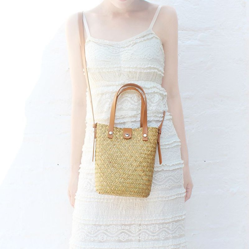 Borsa a tracolla in paglia intrecciata a mano, versatile, con tracolla, portamonete, per le vacanze in spiaggia, in rafia, per telefono da donna_voghion.com