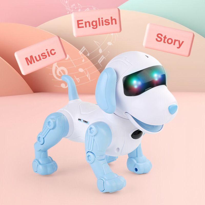 Křížový zrcadlový chodící robot s dálkovým ovládáním, elektrický pes, napodobuje řeč, zpěv, samec a samice, puzzle hračky_voghion.com