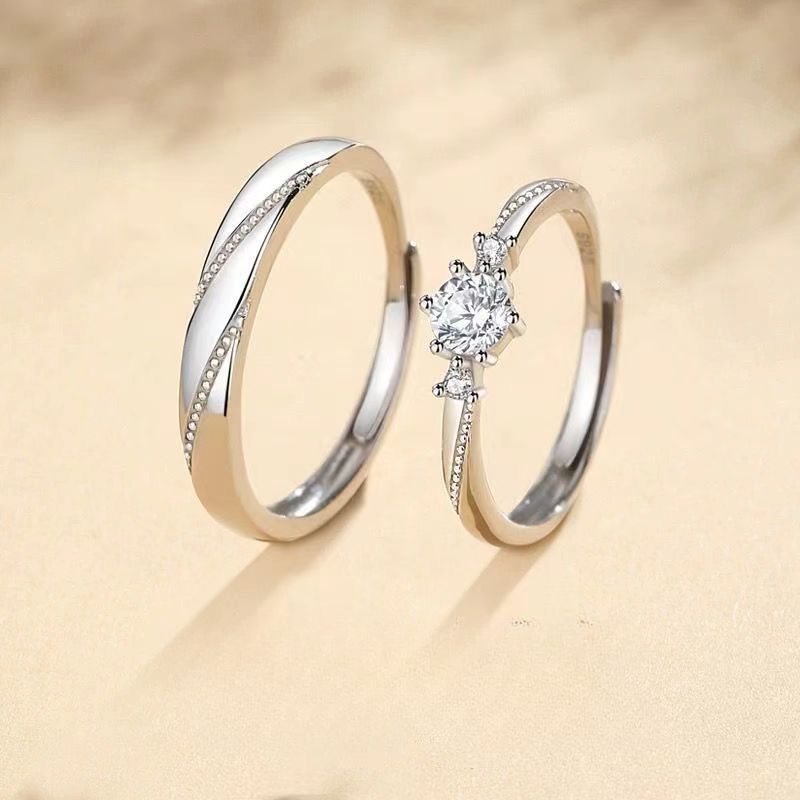 Love At First Sight Couple Wedding INS Niche Design High-end Adjustable Open Rings Trendy Jewelry_voghion.com
