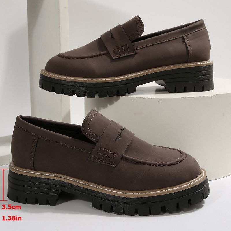 Damenschuhe mit Strasssteinen, Loafer, große Größe, lässig, mattierte Schuhe, dicke Absätze und dicke Sohlen, Retro-Einzelschuhe_voghion.com