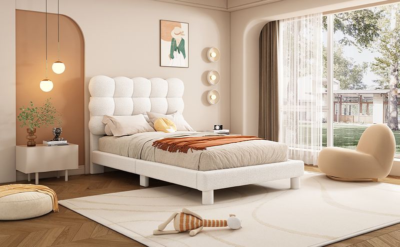 Flachbett 90x200cm, Verstellbares Kopfteil, Rosa Optik, Bianco_voghion.com