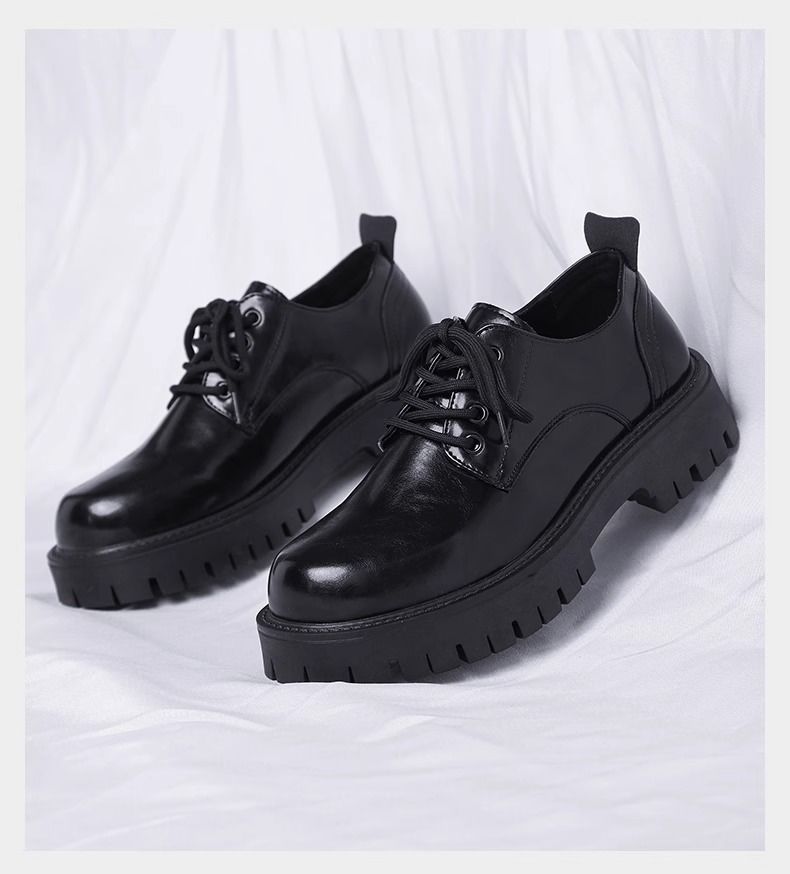 Herrenschuhe Herren Lederschuhe Herbst neue Herren schwarze Freizeitlederschuhe im britischen Stil weiche Sohle Business erhöhte Hochzeit Bräutigam Schuhe_voghion.com