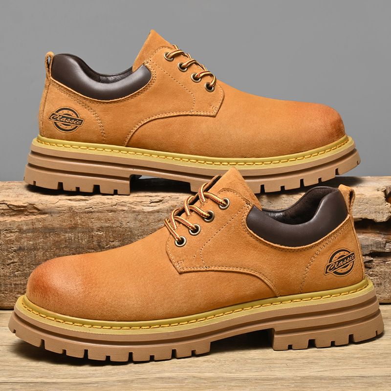Scarpe da lavoro basse Martin in pelle calda europea con suola spessa per esterni, stivali corti da uomo di grandi dimensioni in pelle di maiale, antiscivolo e resistenti all'usura_voghion.com