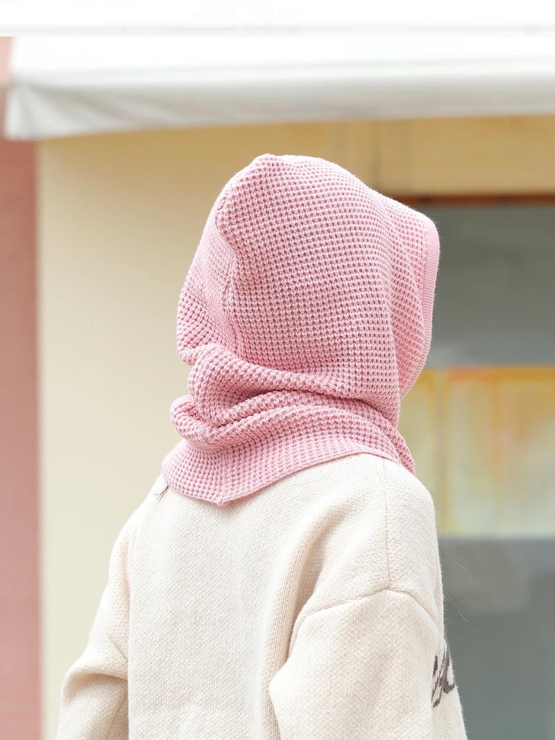 Un berretto invernale da donna, passamontagna lavorato a maglia, maschera, collo, sciarpa circolare, cappello da neve_voghion.com