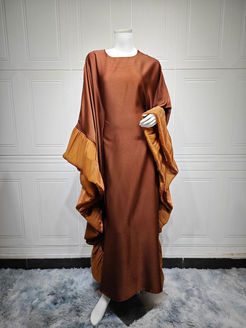 Damenbekleidung Muslimische Mode Robe Kleid Taille Satin_voghion.com