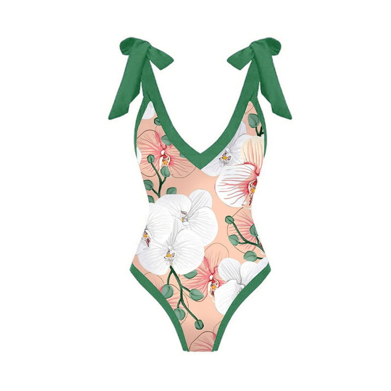 One-piece Swimsuit Chiffon Long Skirt Printed Sexy Belly-covering Slimming Hot Spring Vacation Two-piece Swimsuit For Women_voghion.com