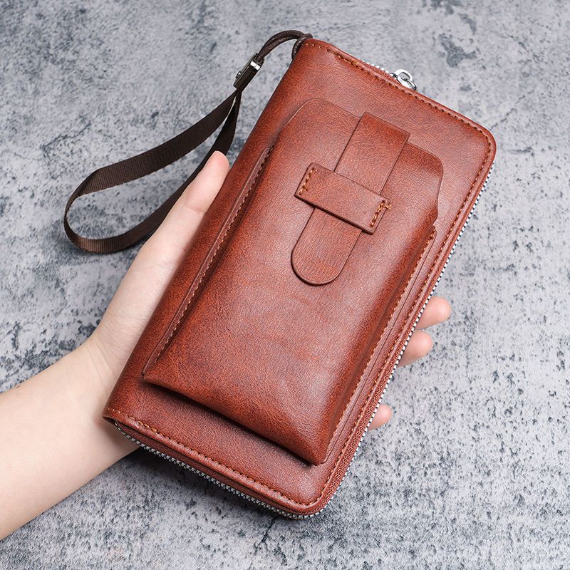 Carteira masculina longa nova carteira multi slots para cartão carteira dois em um zíper empresarial multifuncional bolsa para celular_voghion.com