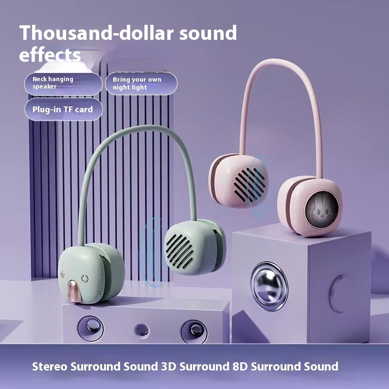 2023 New Bluetooth USB Charging with Night Light Student Portable Wireless Outdoor Neck Hanging Small Speaker_voghion.com