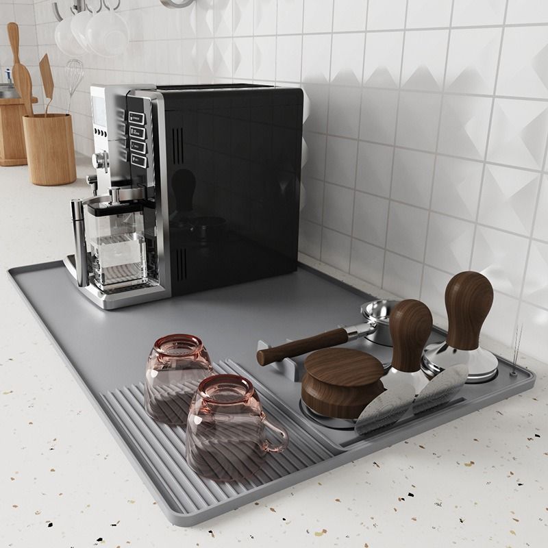 Abtropfmatte für Kaffeemaschinen – rutschfeste, hitzebeständige Silikonunterlage für Espressomaschinen, Kaffeebar, Arbeitsplattenschutz, wasserdichte Küchenmatte_voghion.com