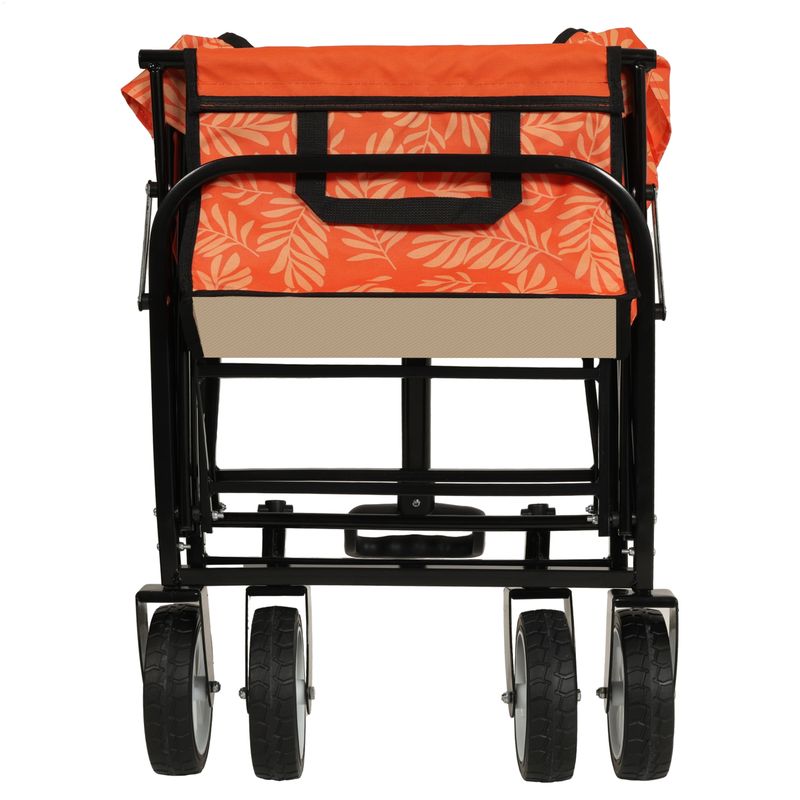 Minimeetall Colorful Collapsible Foldable Wagon Cart With Strapping System, Beach Wagon ,Utility Wagon Grocery Cart Camping Shopping Sports Gardeing Fishing Supports 225lbs,orange Leaf_voghion.com