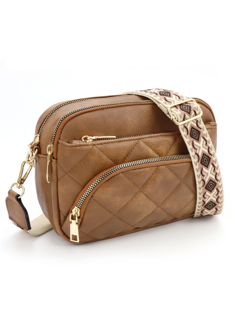 Portafoglio trapuntato da donna, piccola borsa a tracolla in pelle vegana, borsa tote, tracolla rimovibile._voghion.com
