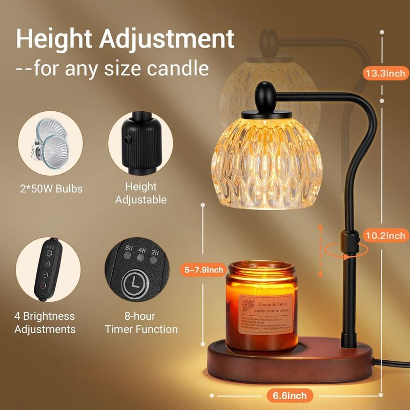 Home Furniture New Liftable Wax Melting Lamp Aromatherapy Lamp Glass Aromatherapy Furnace Bedside Lamp Timed Melting Candle Lamp Bedroom Table Lamp_voghion.com