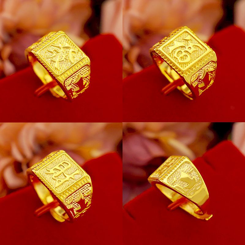 Anello portafortuna da uomo placcato oro in puro rame, stile Gold Shop_voghion.com