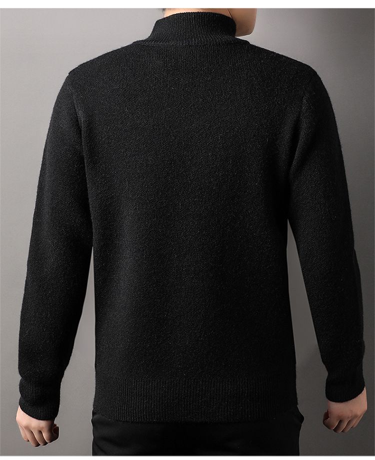 Herrenbekleidung Herren-Strickjacke mit Stehkragen und Reißverschluss – Minimalistische Strickpulloverjacke (Creme/Grau/Schwarz, M-XXXL)_voghion.com