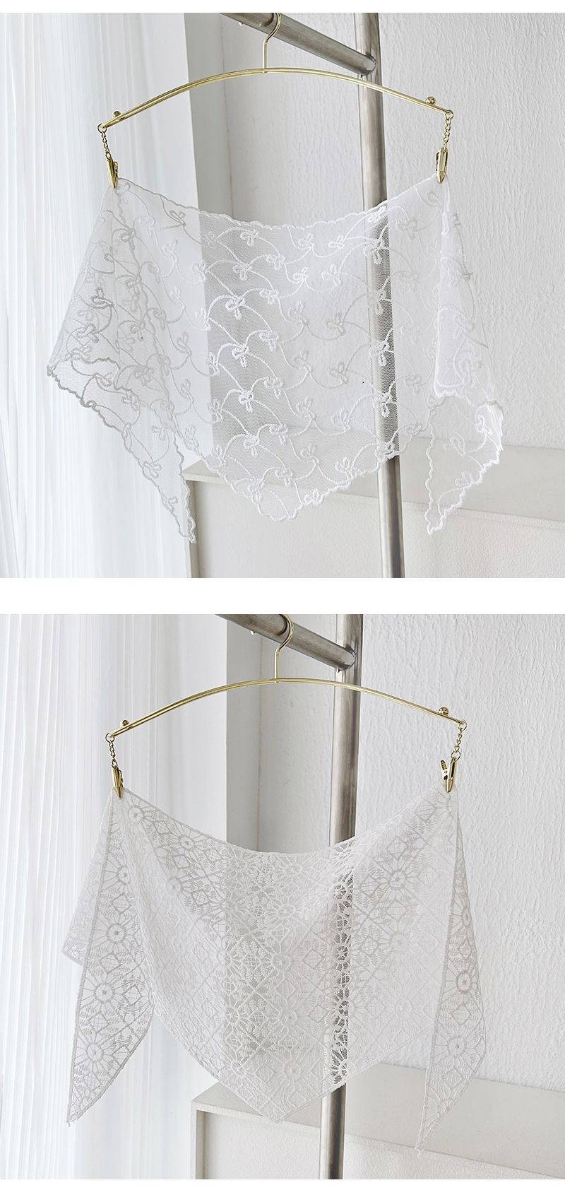 Vielseitiges Dreieckstuch aus französischer Spitze für Frühling und Sommer, neues weißes Super-Feen-Mädchen-Kopftuch, süßes Stirnband_voghion.com