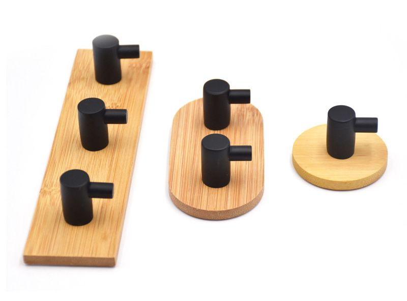 Bamboehouten haken voor keuken en badkamer, decoratieve roestvrijstalen haken zonder pons, hoeden- en handdoekhaken, rechtstreekse levering door de fabriek_voghion.com