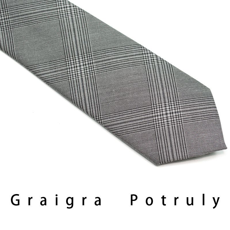 Abito e cravatta pied de poule da uomo, cravatta casual grigio marrone da 7,5 cm, moda scozzese da lavoro retrò per donna_voghion.com