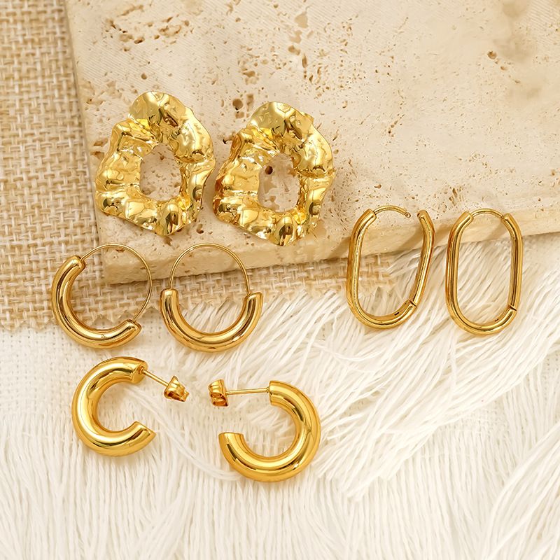 Orecchini Unisex Gioielli Moda Retro Leggero Lusso Moda Temperamento Nicchia Semplice Anello Irregolare Titanio Acciaio Orecchini_voghion.com