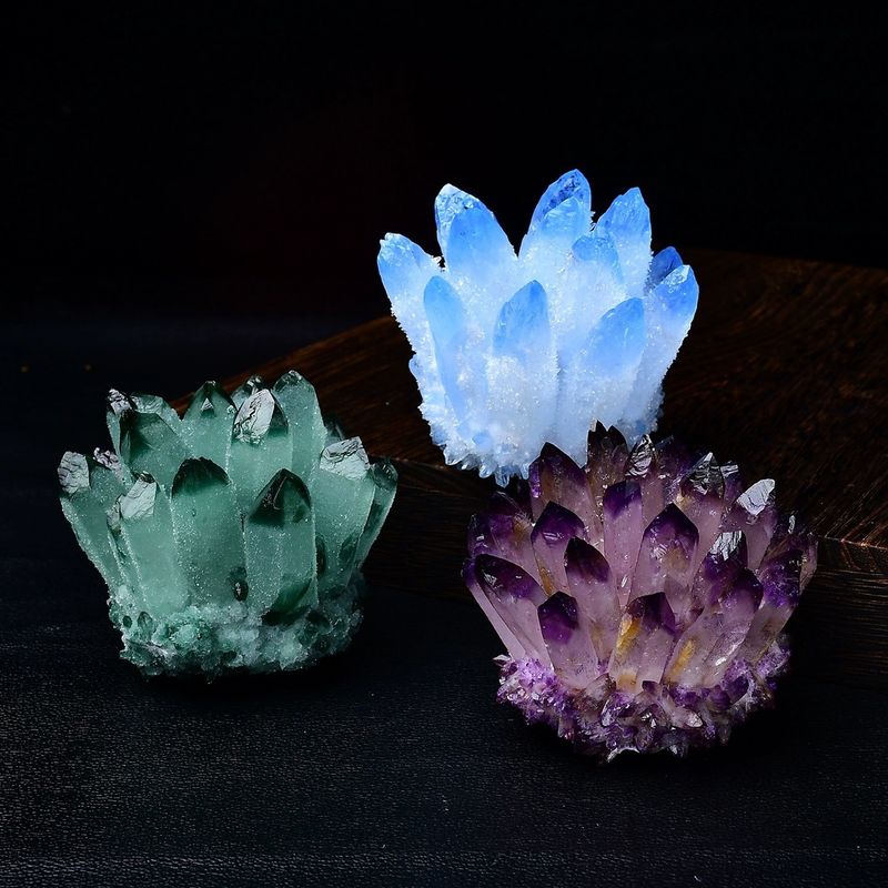 Natural Amethyst Yellow Green White Crystal Cluster Ornament Demagnetizing Display Mineral Specimen Home Living Room_voghion.com