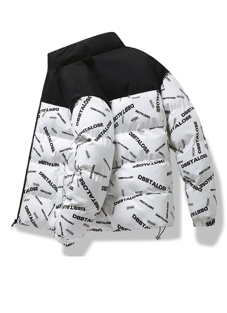 Abbigliamento da uomo giacca imbottita in cotone giacca imbottita in cotone caldo addensato giacca casual con colletto rialzato abbinata ai colori alla moda dal vivo_voghion.com