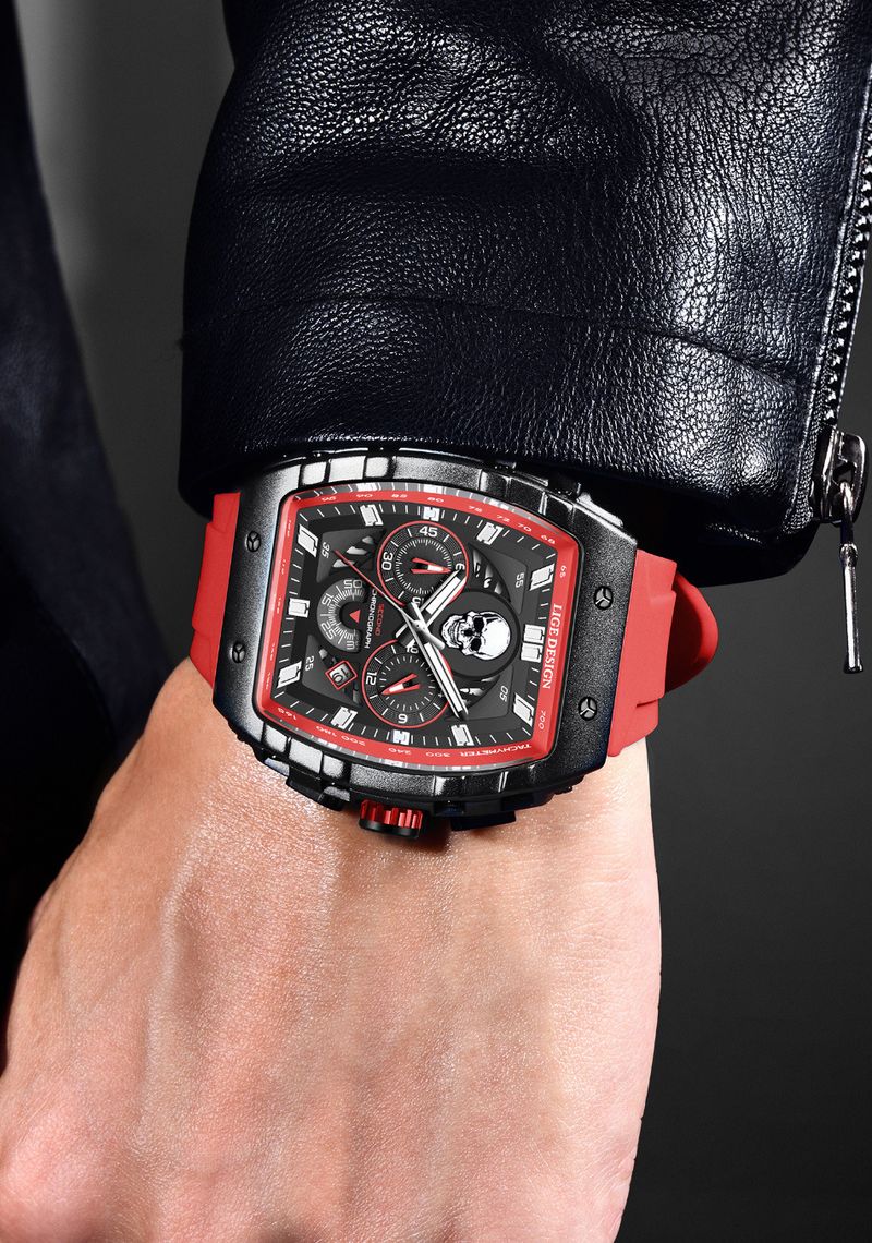 Men's Stylish Skeleton Dial Quartz Watch With Silicone Strap, Water Resistant, Multi-Functional, Casual Fashion Timepiece Multi Function Watch_voghion.com
