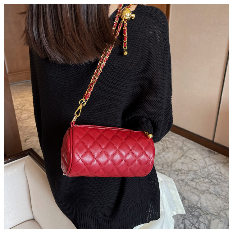 La popolare borsa a catena di quest'anno per donna 2024 Nuova texture Borsa a tracolla in morbida pelle Borsa piccola a spalla singola Borsa a secchiello rotonda Borsa per cellulare_voghion.com