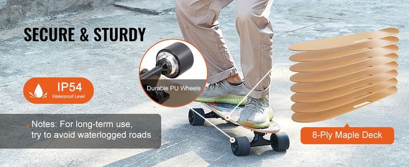 VEVOR Electric Longboard Skateboard With Control 5 Miles Range For Adults Kids_voghion.com