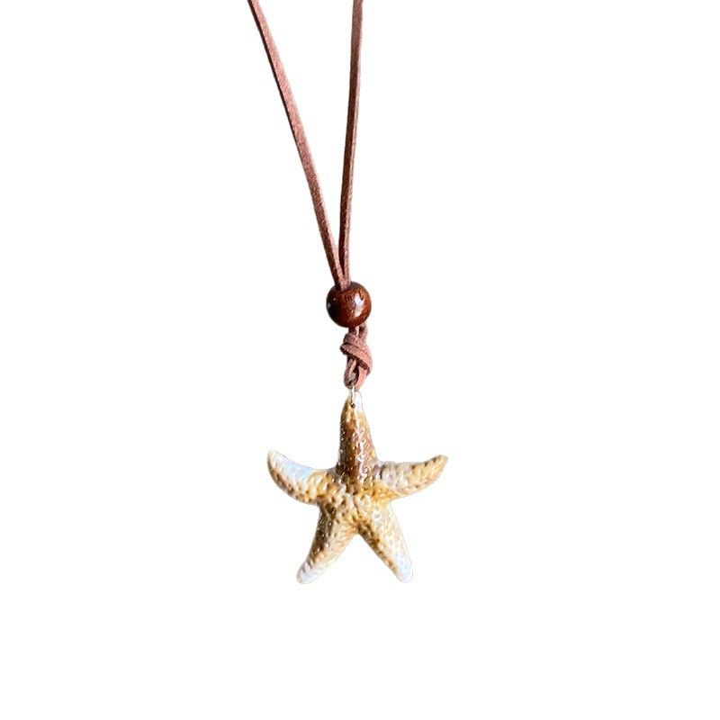 Halskette mit Muschelanhänger im Strandurlaubsstil, Ins Nischendesign, Schlüsselbein, trendige Mode, Pulloverkette für Frauen_voghion.com