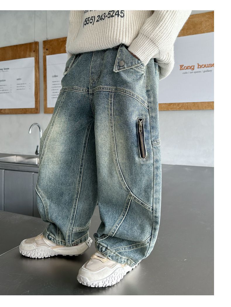 Mutter & Kinder Jeans Helle Farbige Lose Casual Persönlichkeit Weiche Dünne Hosen_voghion.com