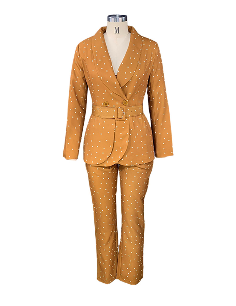 Women's clothing black polka dot long-sleeved suit jacket two-piece set_voghion.com
