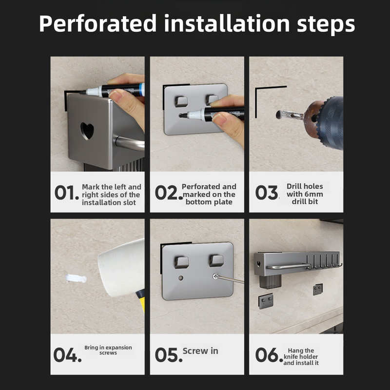 Wandmontierter Küchenmesserhalter mit integriertem Topfdeckelhalter, Essstäbchenhalter und Schneidebrett-Messeraufbewahrung_voghion.com