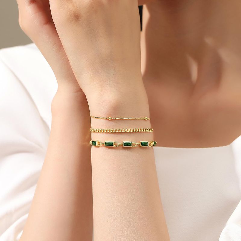 Women's Jewelry Brass Real Gold Electroplating Stacking Wear Three Layers Inlaid With Colored Zircon Light Luxury Ladies Bracelet_voghion.com
