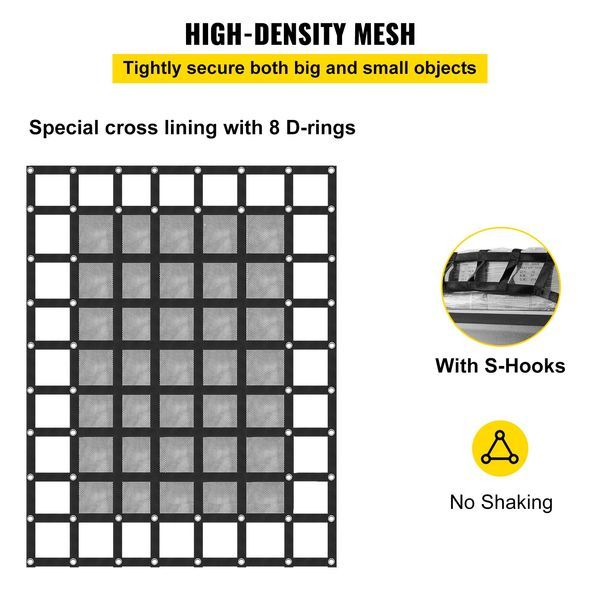 Cargo Net With Mesh, 8' X 6.7' Cargo Net For Pickup Truck Bed, Heavy Duty Cargo Nets With Cam Buckles & S-Hooks & Cross Strap, Truck Bed Ca_voghion.com