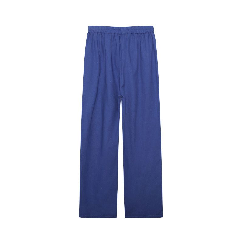 Damenbekleidung Zweiteiliges Set für Damen mit langärmeligem Revers und lässigem Frühlings- und Herbstanzug in einfarbiger Hose mit weitem Bein_voghion.com