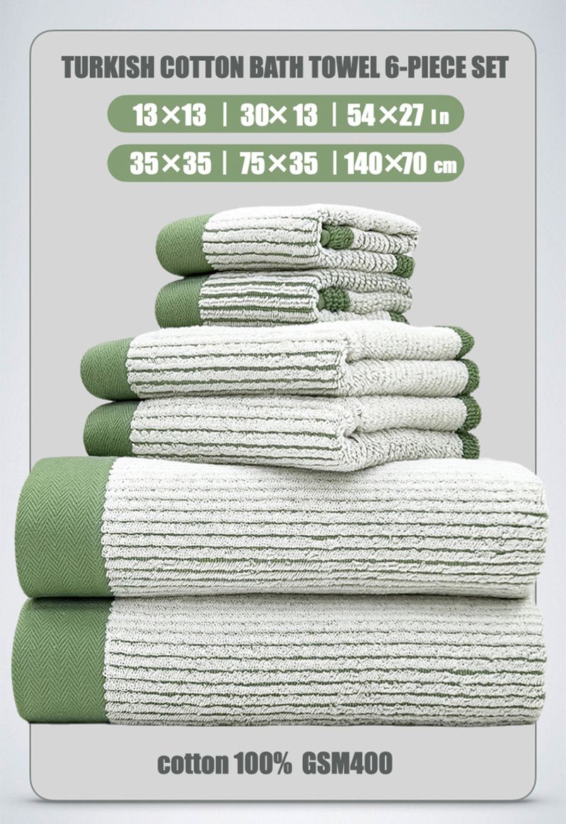 Handtuch aus reiner Baumwolle der Klasse A, Badetuch, quadratisches Handtuch, sechsteiliges Set, Gesichtshandtuch aus reiner Baumwolle, weich und saugfähig_voghion.com