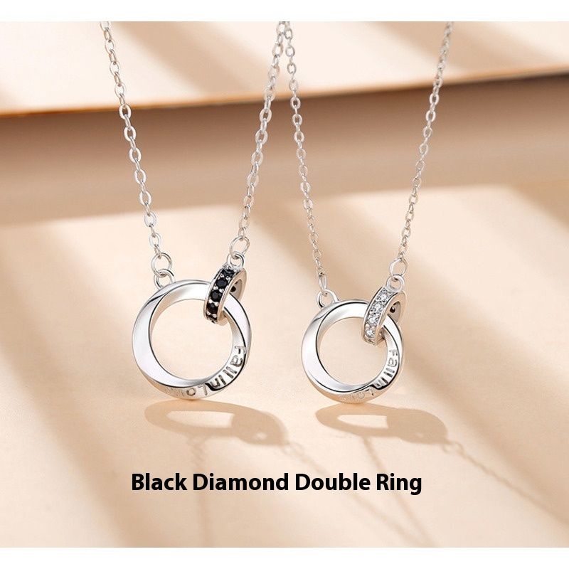 Collana di coppia con doppio anello Mobius, argento sterling, una piccola collana commemorativa semplice in edizione coreana_voghion.com