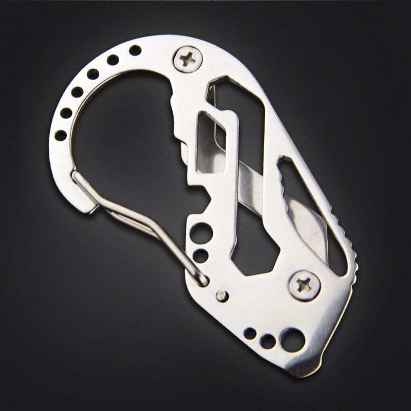 Portable EDC Tool Outdoor Multi-Hole Carabiner Multifunctional Stainless Steel Mini Keychain Camping Gadget_voghion.com