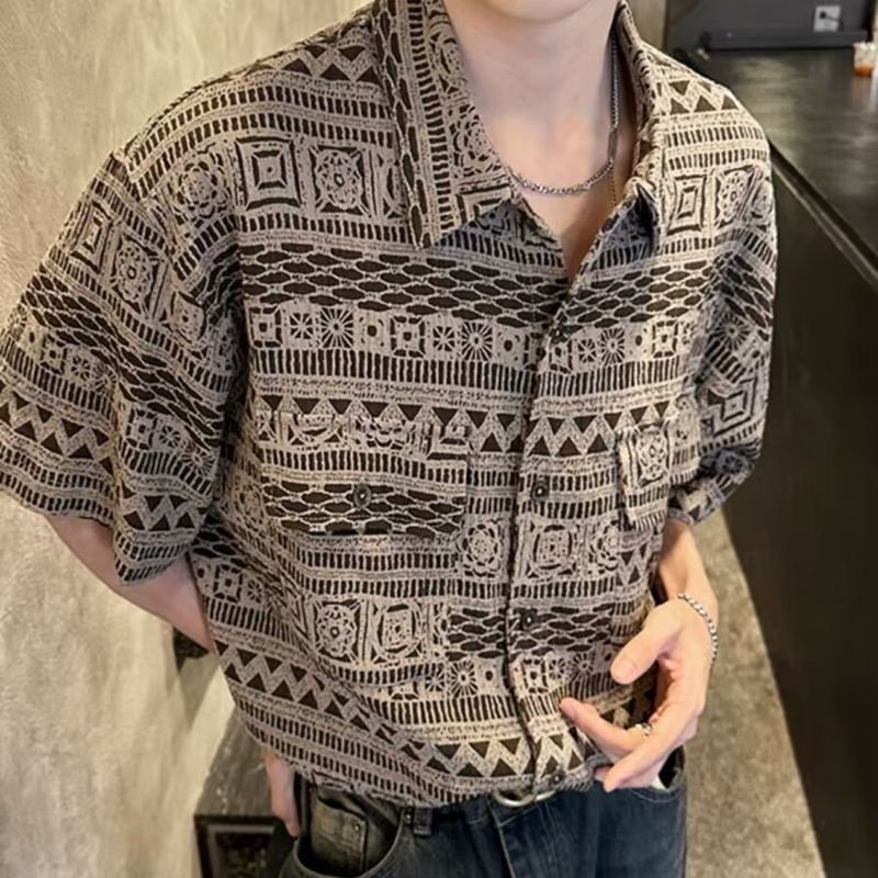 Unbeatable Quality American Hawaiian Short Men's Summer Loose And Cool Half Sleeved Top Style Cuban Collar Shirt_voghion.com