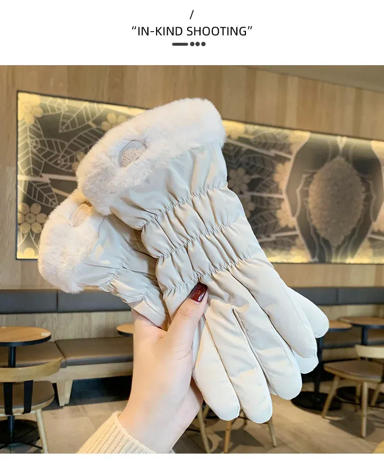 2024 Cute Padded Gloves Little Bear Gloves Women Winter Fleece Thickened Warm Cycling Mountaineering Skiing Plush Cotton Gloves_voghion.com