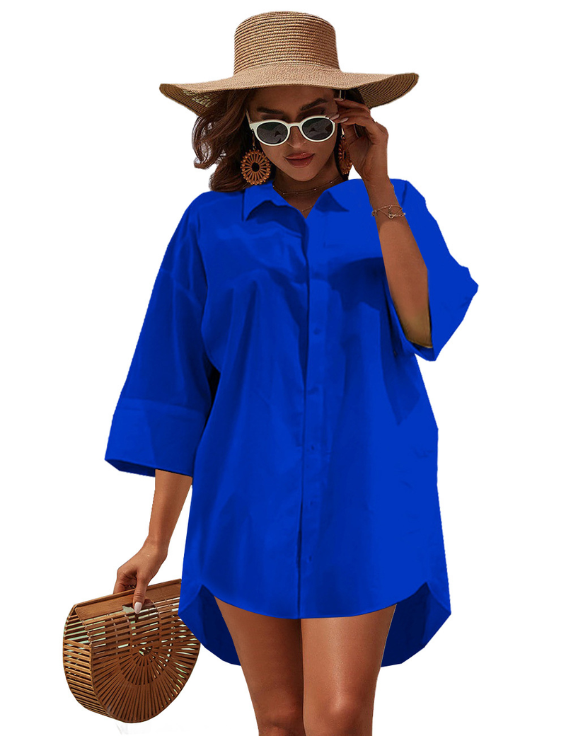 Damenbekleidung Frühling Neue Mode Bequeme Einfarbige Lose Kleid_voghion.com