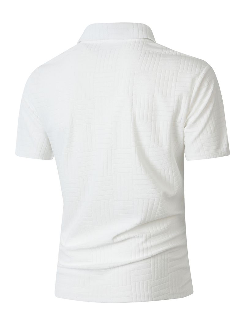 Summer New European And American Men's Polo Shirt Short Sleeve Button T-shirt Loose Jacquard Top Tees Shirt Men's Fashion_voghion.com