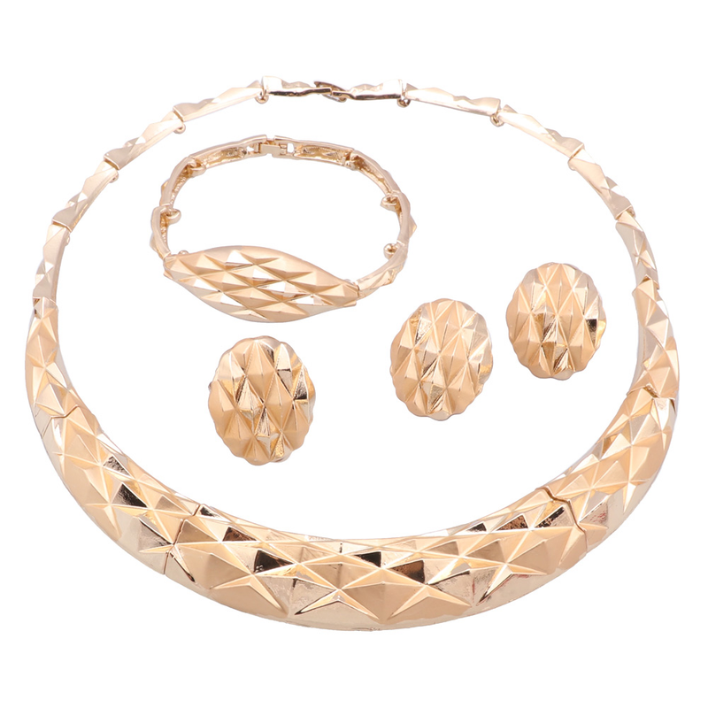 Collana da donna, collana, orecchini, bracciale, anello, colore oro, accessori da sposa italiani, set di gioielli_voghion.com