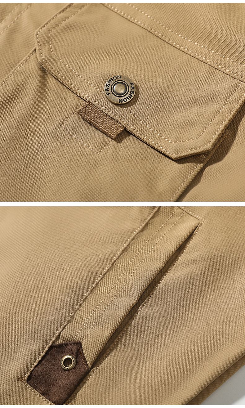 Men's Autumn Corduroy Jacket With Multiple Pockets, Slim Fit Casual Blazer For Daily Wear (Navy, Army Green, Khaki)_voghion.com