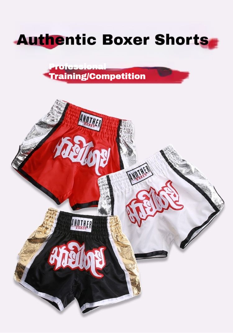 Muay Thai Shorts High Whip Leg Style Boxing Pants With Shiny Leather Craftsmanship On The Side, Martial Arts Team Uniform_voghion.com