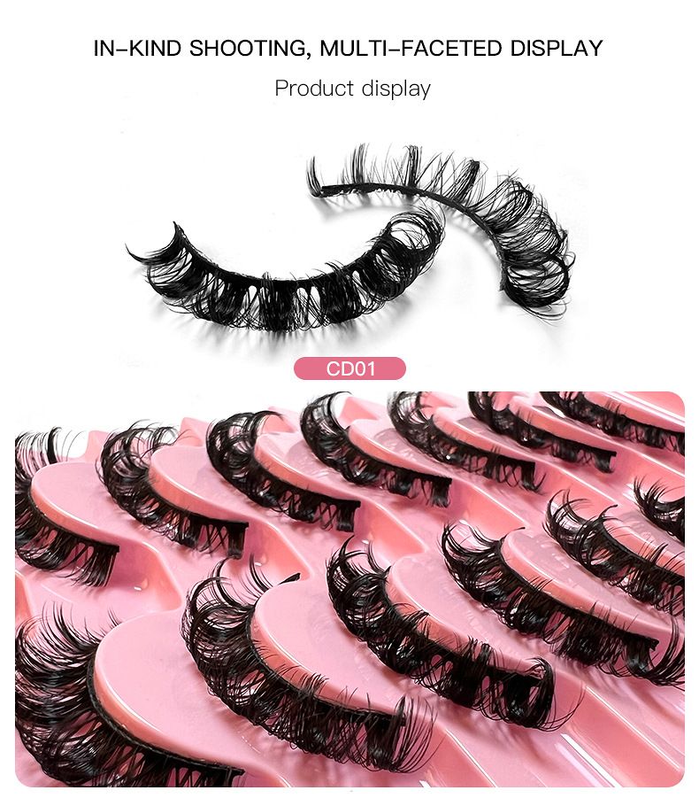 Künstliche Wimpern 10 Paar große Rolle Naturfaser Curl Wimpern dick natürlich_voghion.com