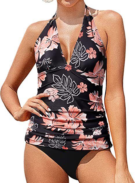 Abbigliamento da donna Costume da bagno due pezzi con scollo all'americana da donna Costume da bagno due pezzi con scollo a V Slip bikini Costume da bagno due pezzi contenitivo per la pancia_voghion.com