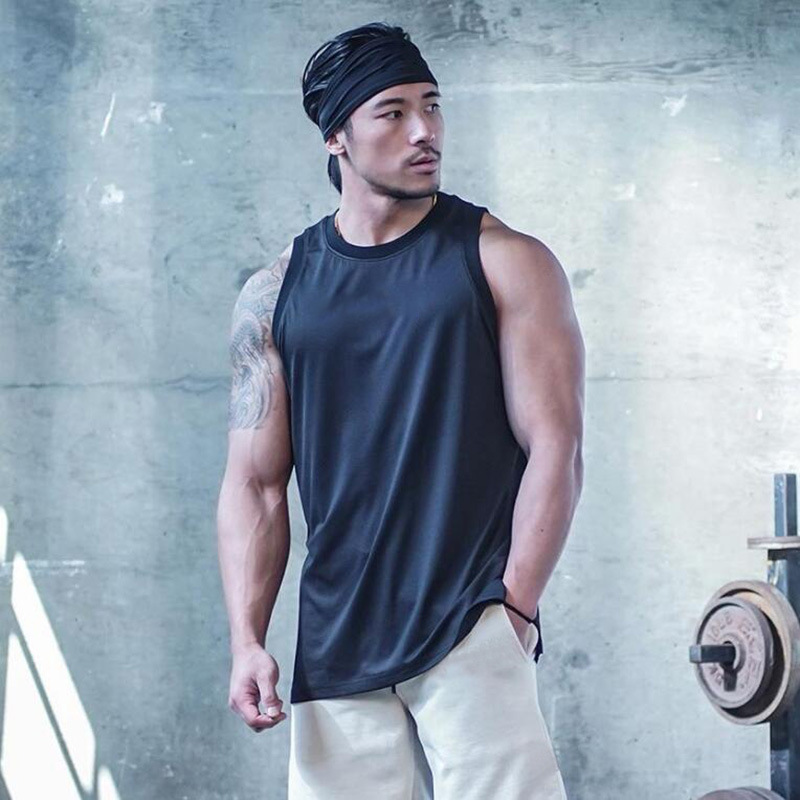 Canotta fitness da uomo muscolosa, abbigliamento traspirante in rete ad asciugatura rapida, canotta elastica senza maniche_voghion.com