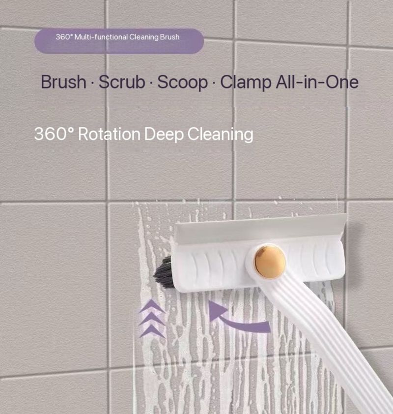 Multi-Purpose Tile Cleaning Brush, 360° Rotating Hard Bristle Scrubber For Bathroom & Kitchen Floors And Walls_voghion.com
