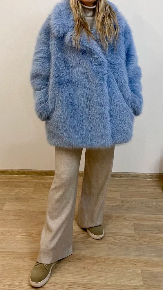 Women's Faux Fur Coat Winter Warm Long Sleeve Jacket With Notched Lapel Mid-Length Fox Fur Style Outerwear For Fall And Winter_voghion.com