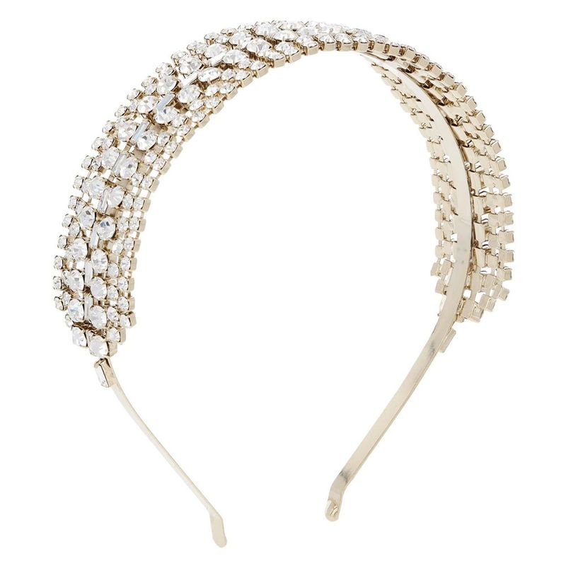 Bandeau tendance et léger en strass, accessoire de coiffure simple et polyvalent, style géométrique, élégant et français pour femme_voghion.com